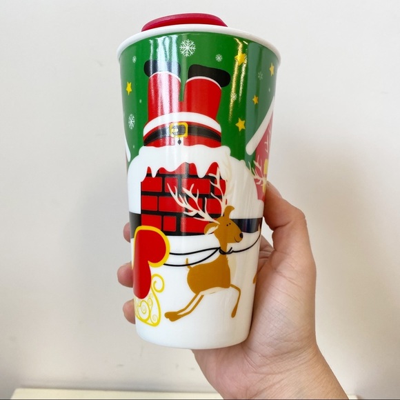 Santa Reindeer Chimney Christmas Holiday Ceramic Travel Office Tea Coffee Mug - Picture 3 of 8